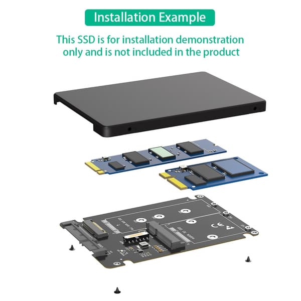 M.2 mSATA Adapter Konvertere M.2 til SATA3.0 6Gps Risers M.2 til 2.5inch Board