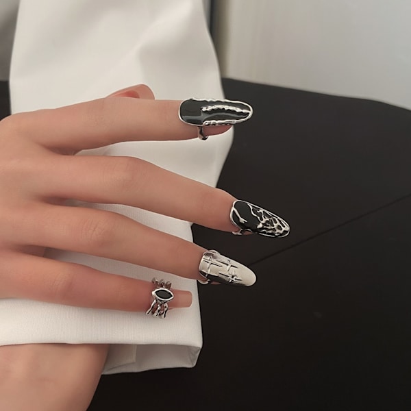 Star Irregular Pattern Fingertop Nagelring Justerbar öppning Fingernagelring Punk Nagelring Smycken Nageldekorationer