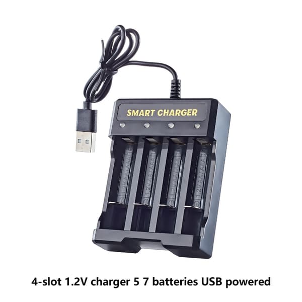 Lille USB 4-slot 1,2V oplader til genopladelige AA/AAA-batterier