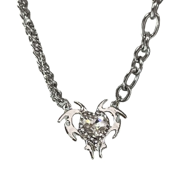 Y2K Spindelnät Taggar Kärlek Hjärta Hänge Halsband Kvinnor Punk Gotisk Cool Söt Rock Insekt Kristall Pärla Halsband