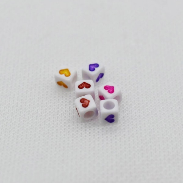 50 st printed lösa pärlor Stora hål fyrkantiga pärlor för gör-det-själv smycken Halsband Armband Pärlor Slumpmässiga färger