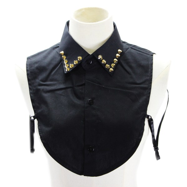 Dam Punk Style Blus Tröja Lapel Black Fake False Collar Avtagbar Bomull