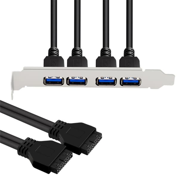 19/20-Pin 4 Port USB 3.0 Bakpanel Expansionsfäste Headerkabel för PC
