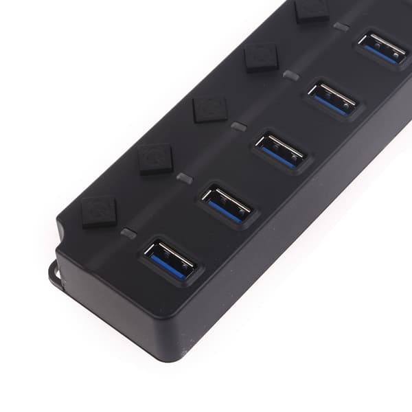 Brugervenlig 1 til 7 Port USB3.0 Hub med LED Lysindikator USB Splitter
