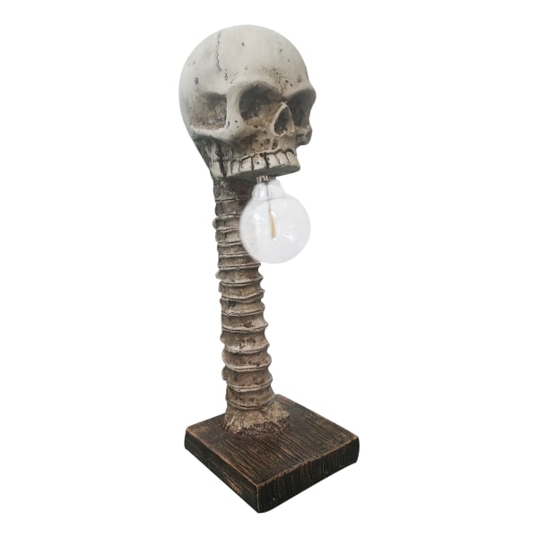 Skelettlampa Skräck Skelettbordslampor Halloween Skräckskalle för huvudljus Handgjord hartsmaterial Staty LED-skalle