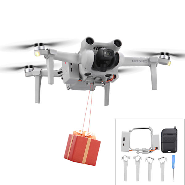 Drone Airdrop-enhet inklusive landningsställ för Mini 3 Pro för leverans av bröllopsförslag och räddningsenhet