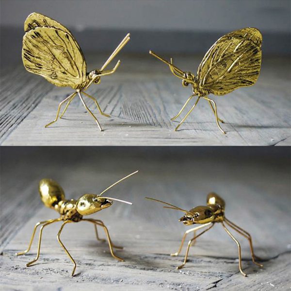Nordic Metal 3D-skulptur Naturtrogna djurmyra för fjärilslegeringsstatyer Orname Little ant