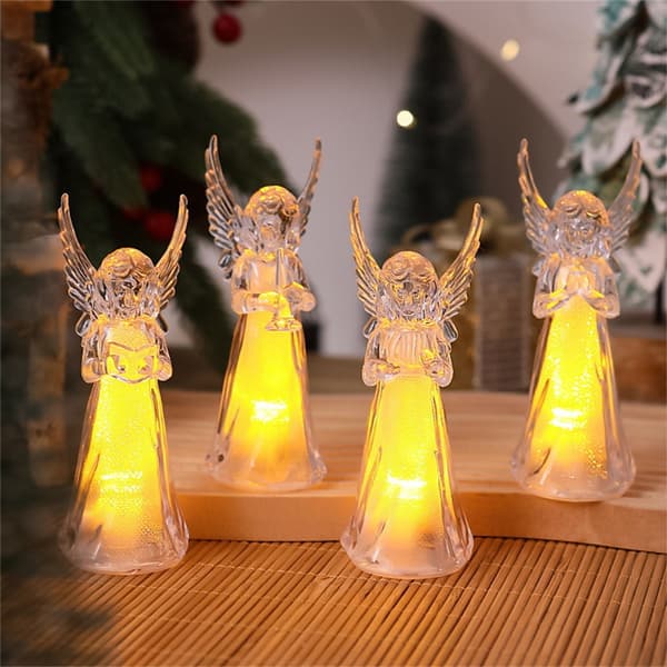 4 stk. Akryl Engel Natlampe Glitrende Sengelamper Dekorativt Element