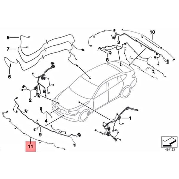 61129286477 Front Bumper Parkeringssensor Ledningsnet Udskift 61129286479