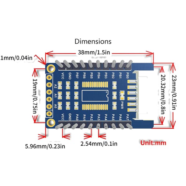 MCP23017 I2C udvidelseskort udvider 16 ben til op til 128 I/O, I2C-grænseflader