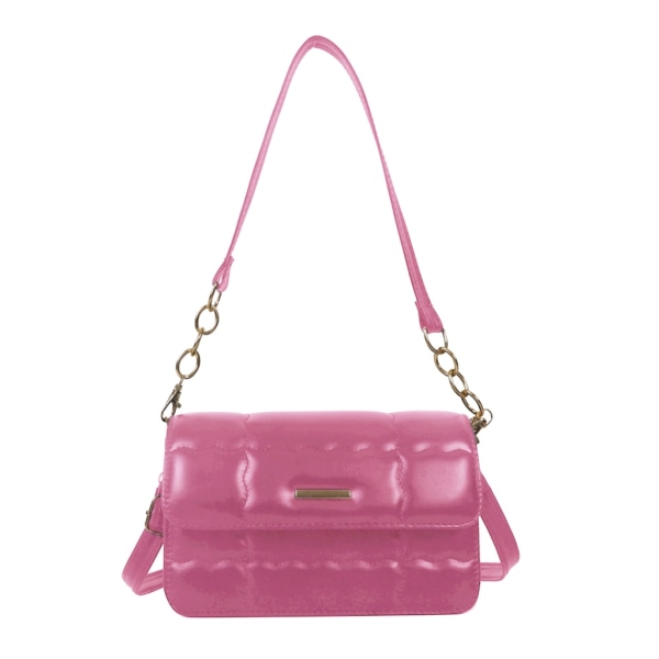 Kvinnor PU-läder Crossbody-väska Mode Axelväska Liten fyrkantig handväska Väska Enkel Messenger-väska Solid underarmsväska Ins Pink