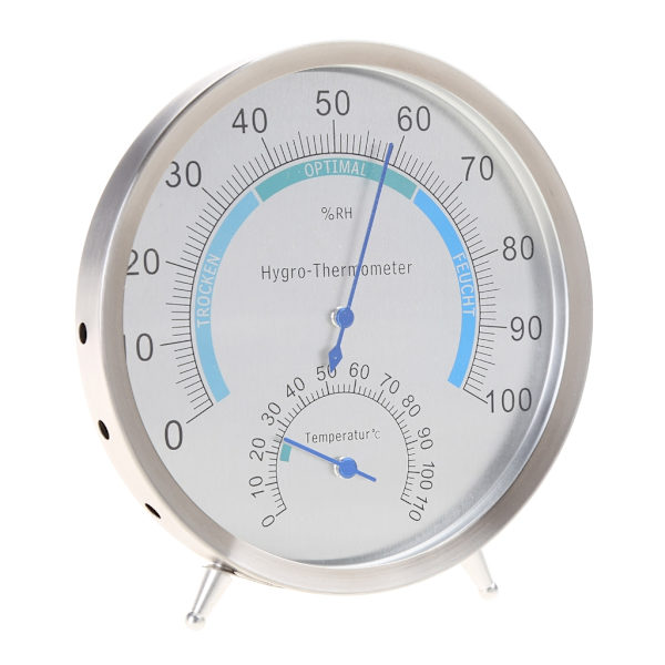 5\" Indendørs Udendørs Hygrometer/Termometer, Fugtmåler Indikator Temperatur Fugtighedsmåler Rustfrit Stål Måler