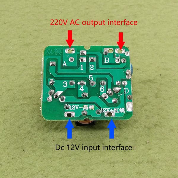 Dobbeltkanal strømmodul DC12V til AC220V Boost Inverter til hjemmebrug