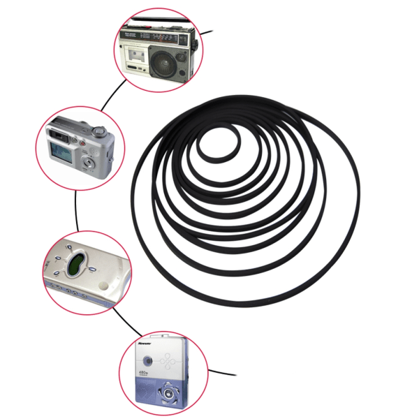 5 ST Universal 40-115 mm Kassettband Maskin Gummibälte 0,6 mm Bredd Gemensamt bälte för inspelare Walkman DVD-enheter Fold in half 105mm