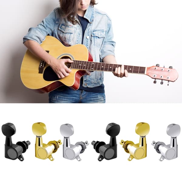 6st 3R3L gitarrstämare, 1:14 Ratio Tuners Akustisk gitarr Stämningspinnar Elgitarr Stämningstangenter Gitarr Maskinhuvuden Gold 3L and 3R