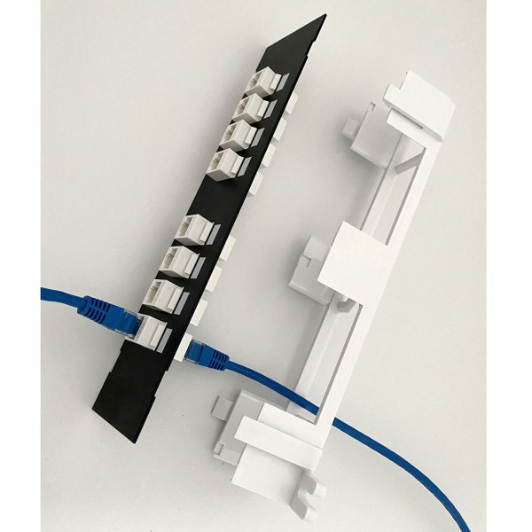 8 portar för Cat 6 rak genom patchpanel RJ45 nätverkskabeladapter Jack Ethernet distributionsram Nätverk Sh White