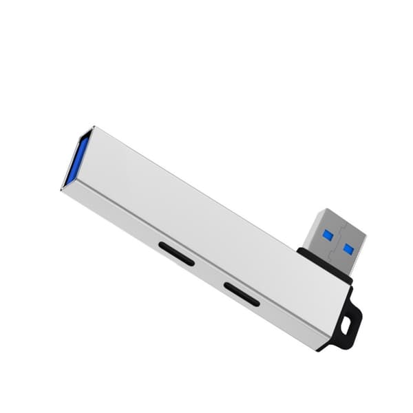 Kompakt USB3.0-hub USB3.0 til 2 Type C + USB-utvidelsesdokk for alle enheter Silver
