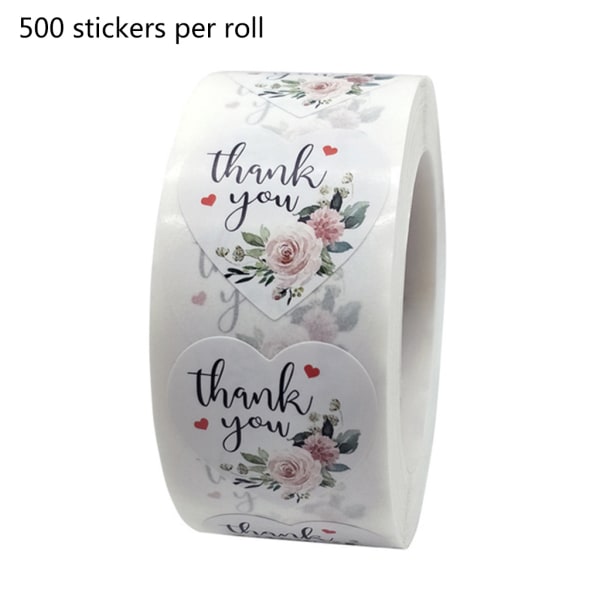 500 st Hjärta Tack-klistermärken Guld Folie Seal Etikett Scrapbooking Bröllopsdekor White