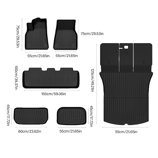Golvmattor Fram & Bak Bagagemattor Lastfoder för 3 2024