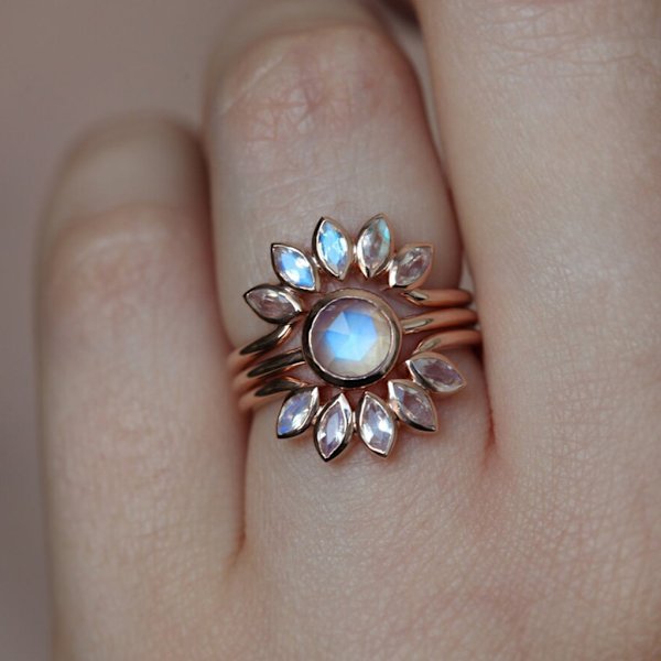 3st/ set Sunflower Statement Ring Knogringar Mellanfinger Stapelbara Ringar Set Fingerringar för kvinnor Modesmycken null - 8