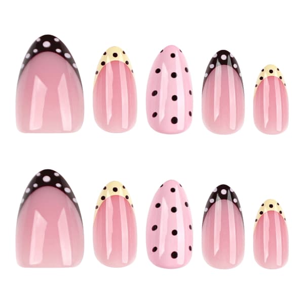 Mandel Press On Manicure Sæt med Blød Pink Base og Farvemix
