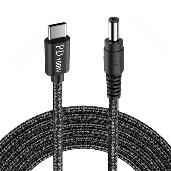 10 Tips USB C til DC5521 5.5x2.1mm Strømladekabel 200cm for bærbare datamaskiner