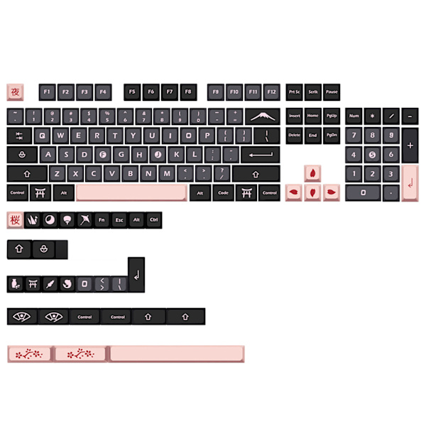 132 Tangenter Night Cherry Keycaps XDA Profil PBT 5-sidig Sublimering Mekanisk Tangentbord Keycap För MX Switch Med 6.25U 7U