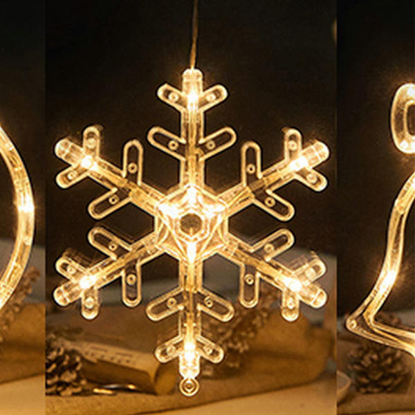 Fönster hängande ljus Holiday Juldekoration ljus inomhus utomhus fönster Snowflake