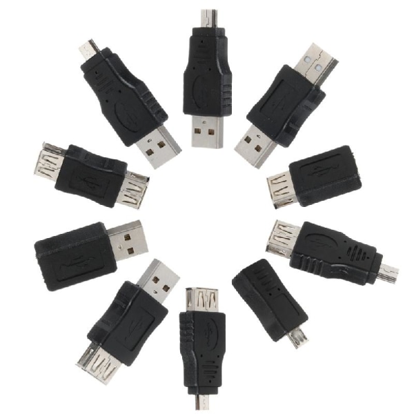 10 st OTG 5 pins F/for M Mini Changer Adapter Converter USB Hane till Hona Micro USB Connector för telefoner, datorer, La