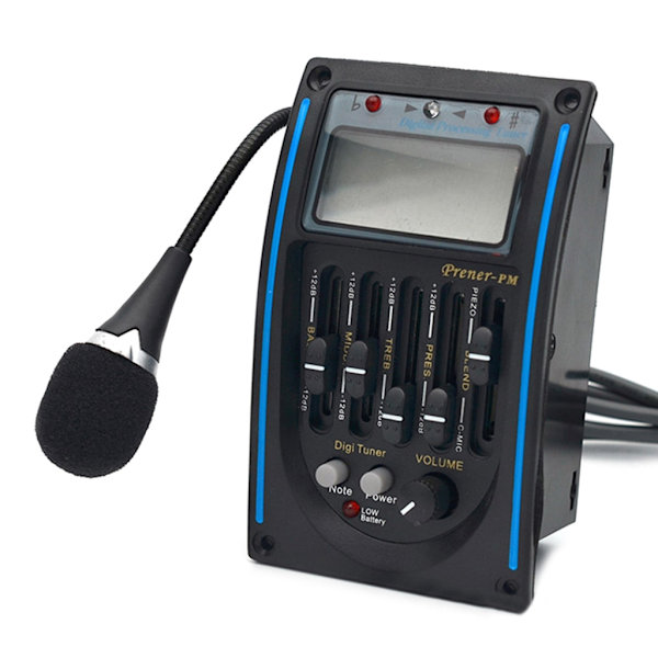 LC-5 5-bands akustisk gitarr Piezo Pickup Kit EQ Preamp LCD Tuner Piezo Pickup Equalizer System med Mic & LCD Display