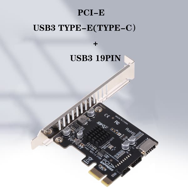PCI-E till USB3 Typ-E Frontpanel Typ-C 19P Expansionskort för PCI-E X1 - X16