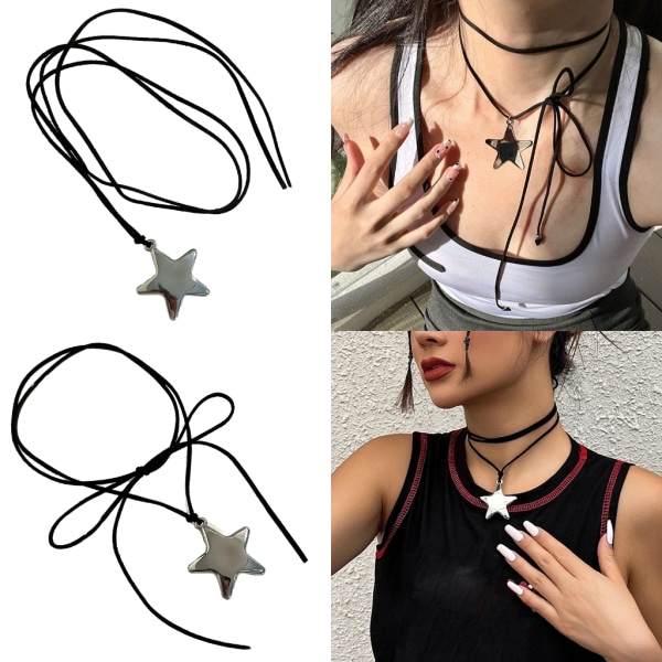 Stort stjärnhalsband Trendigt stjärnhängande halsband Långt rep Halsband Kedja Halsband Perfekt present till ungdomliga tjejer