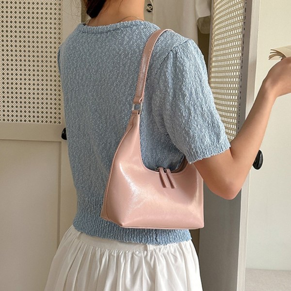 Damväska Dragkedja Små handväskor Dammode Axelväska PU Läder Casual Bag Underarmsväska Pink