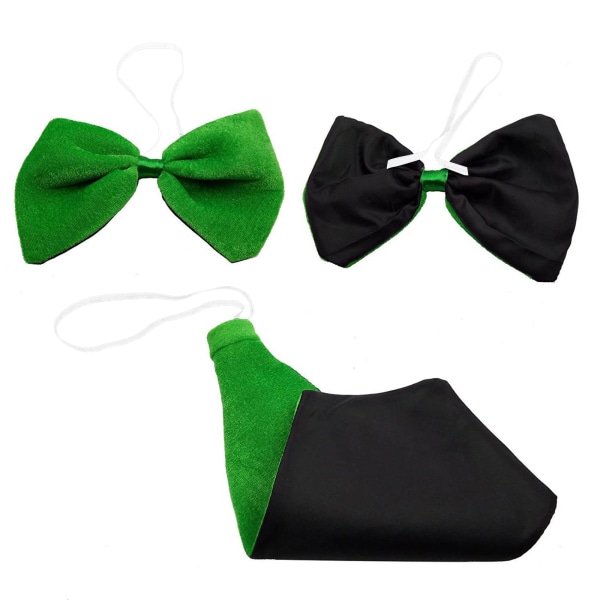 Saint Patricks Day Cosplay kostym Set Top Hat med skägg grön fluga slips