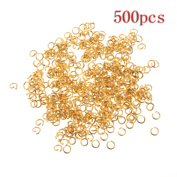 500 st/ set 4 mm guldpläterade öppningsringar kopplingar Smycketillverkningssats