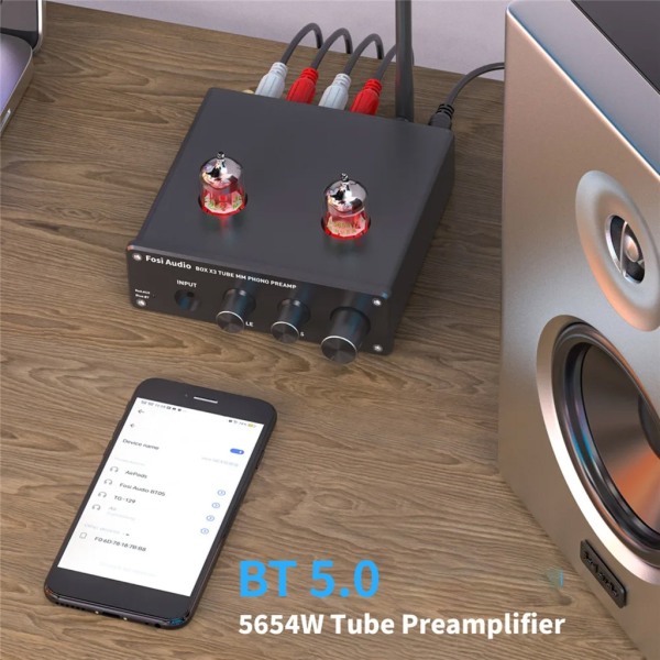 Tube Preamp Phono Preamp hörlurar Mini förförstärkare för skivspelare med dubbelt 5654W vakuumrör US