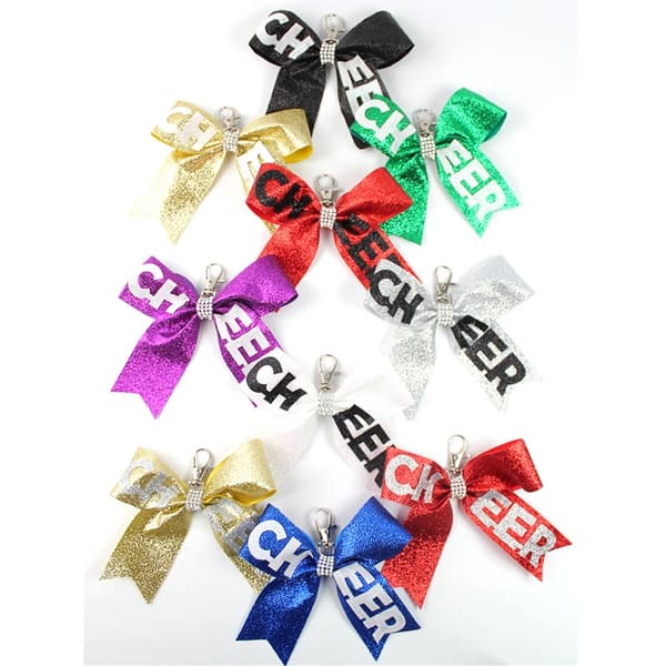 Nyckelringset för cheerleading med glittrande rosettdesign, accessoar för laganda silver