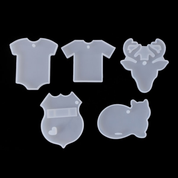 5 st Handgjorda T-shirts Älghjort för katt Babydräkt Molds Nyckelring Form Epoxiharts Smyckenstillverkningsverktyg