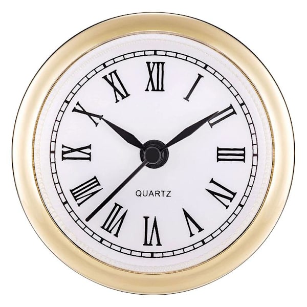 Mini Clock Insert 2,4 tum 61 mm rund kvartsklocka Fit-up rörelse miniatyr Gold