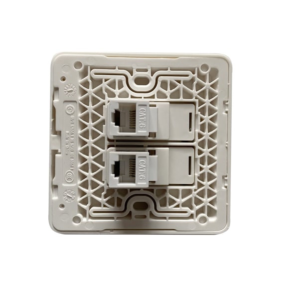 86 mm Dual-port Cat6 Modul Rj45 Lan Socket Panel Amp Interface Dator Nätverk Telefon Vägg Switch Plug Vit för hemmet