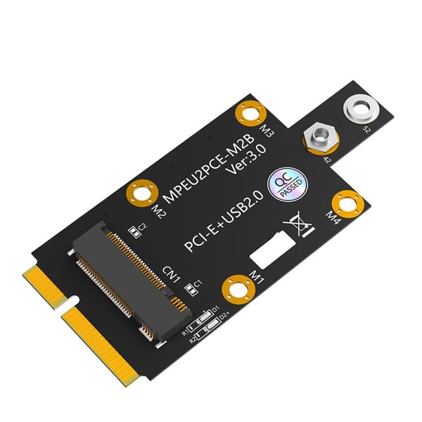 Mini M.2 Key B - PCIE-sovitin kahdella korttipaikalla 3G/4G/5G-moduulille
