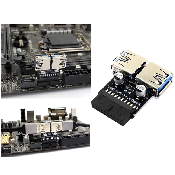 USB3.0 19/20-stift till dubbel USB3.0-adapter för datorförlängare