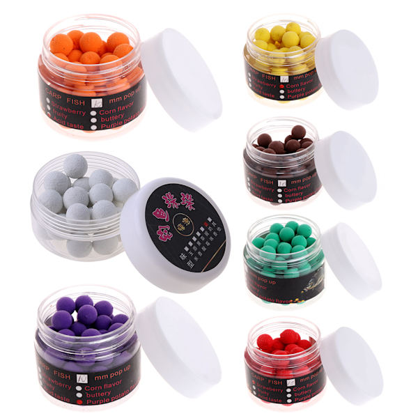 1 Box Karp Flytande Fiske Lure Konstbeten Pärlor Pops Up Smak Lukt Bal Red