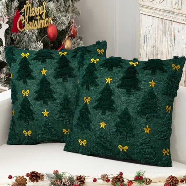 Jule Pillowcase 45x45cm Vaskbart Polyester Stof Juletræ