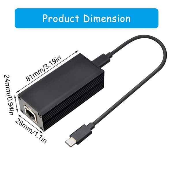 Hurtig Type C til Gigabit PoE Ethernet Adapter 1000Mbps RJ45 Konvertere