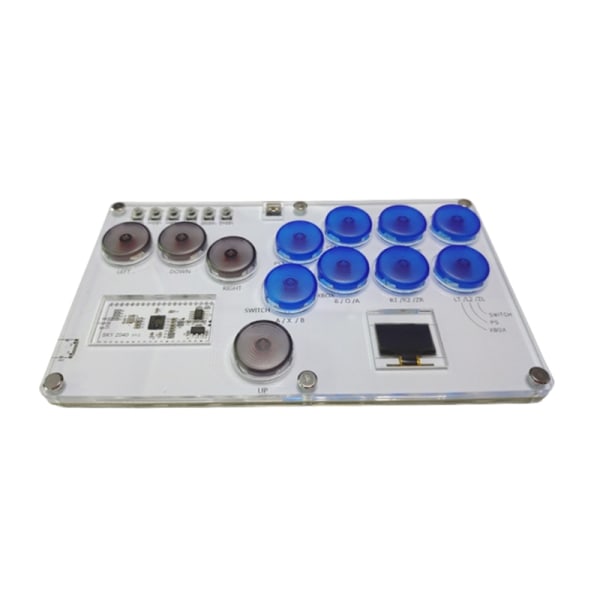 Fighting Box Mini Hitbox Arcade Controller Fighting Stick Street Fighters Game Joystick Mekanisk knapp Hållbar för PC Transparent gray blue