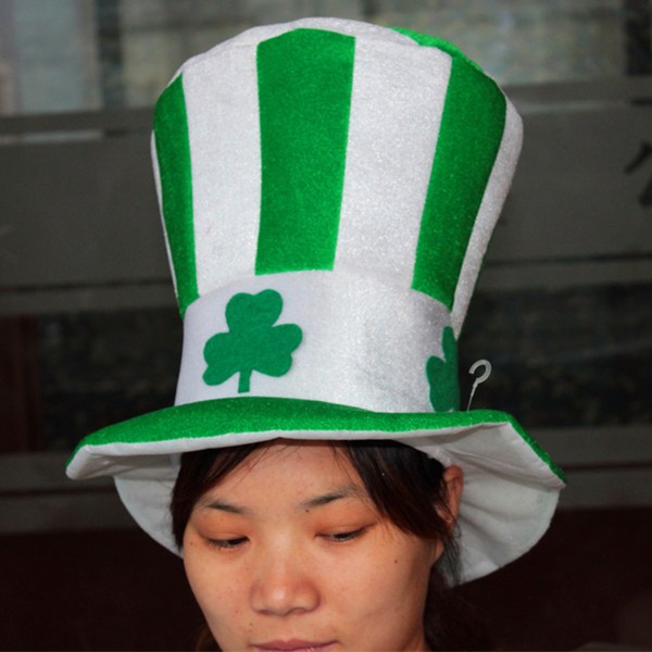 Nyhet Lucky Clover Hat Top Hat Stove Pipe Hat Ireland Top Hat Grön med Shamrocks Eire All-match för Kvinnor Män Barn