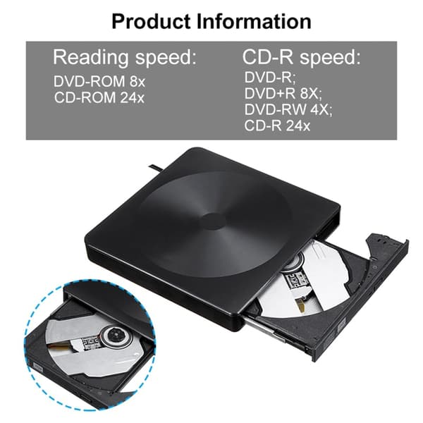 Snabb Dataöverföring USB 3.0 Typ C DVD-brännare för Bärbara och Stationära Datorer