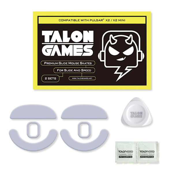 2 Set TALONGAMES Anpassade Vita Böjda Kanter Musfötter Mus Skates för Pulsar X2 / X2 Mini Gaming Mus Glides Böjd Kant