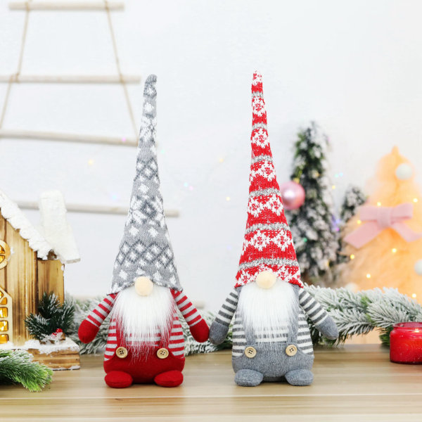 Jul Lång Hatt Svensk Gnome Tomte Plyschleksaker till Dockornament Semester Dec null - Gray hat